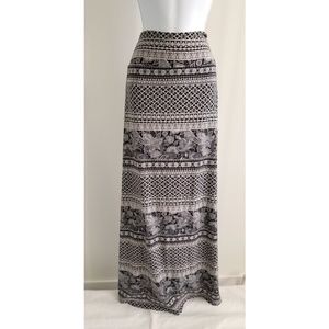 Hot Kiss B&W Tribal Pattern Maxi Skirt S/M